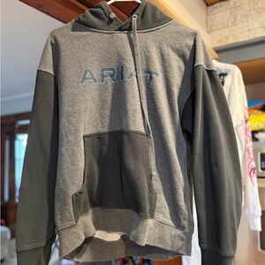Ariat Men's Two-Tone Gray Crewneck Hoodie with Logo